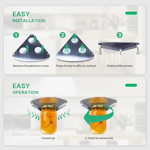UCerdveos Upgraded Stainless Steel Under Cabinet Jar Opener for Seniors, Under Cabinet Jar Openers for Weak Hands, Jar Lid & Bottle Cap Opener Tool, Under Counter Can Opener, One Handed Jar opener - Image 5