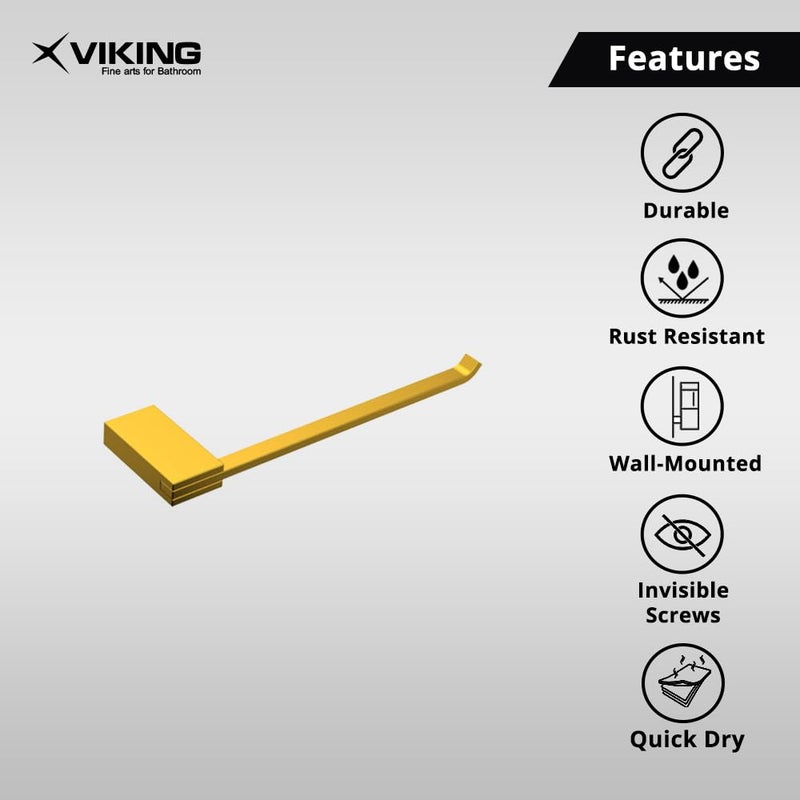 Viking Viking Towel Ring Elegant PVD Gold Finish Wall Mounted Modern Hand Towel Bar for Bathroom Kitchen  - Image 3