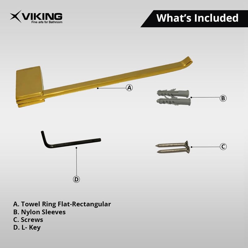 Viking Viking Towel Ring Elegant PVD Gold Finish Wall Mounted Modern Hand Towel Bar for Bathroom Kitchen  - Image 4