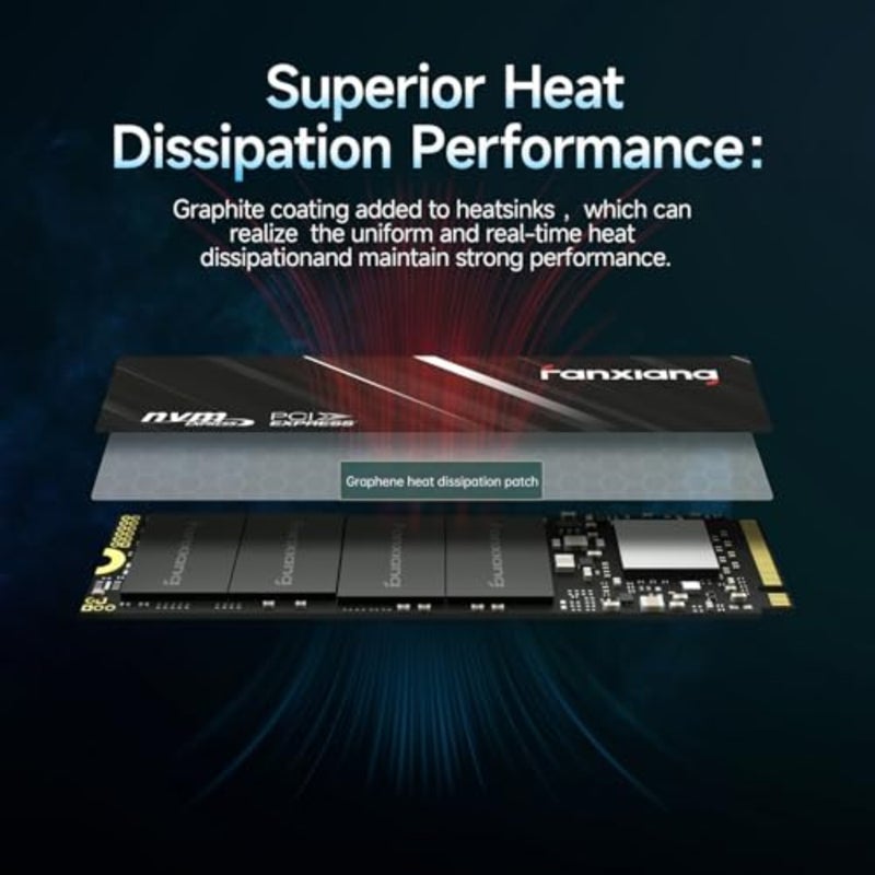 NVMe M.2 2280 SSD for laptop and desktop, 3D NAND with SLC cache, graphite cooling sticker, up to 3200MB/s, PCIe 3.0x4 internal solid state drive - Image 4