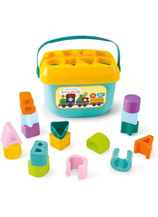 BAYBEE - Shape Sorting Blocks for Kids Toys Baby Sorting Toys Storage Bucket with Handle Shapes Sorter ABCD Blocks for Kids Learning Stacking Sorting Blocks Toys for kids Toddlers 1+ Years Boy Girl - Image 1