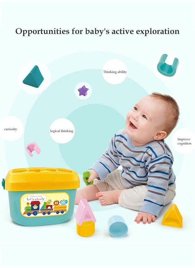 BAYBEE - Shape Sorting Blocks for Kids Toys Baby Sorting Toys Storage Bucket with Handle Shapes Sorter ABCD Blocks for Kids Learning Stacking Sorting Blocks Toys for kids Toddlers 1+ Years Boy Girl - Image 1
