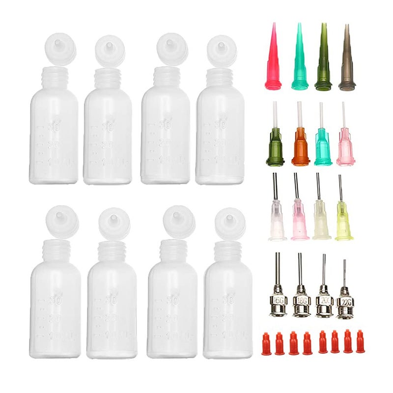 Tiebeauty 8Pcs Needle Oiler (1 OZ), Glue Applicator Bottles Needle Tip Squeeze Bottles Precision Gun Oil Bottle with 16 Blunt Tips for Crafts, Hinges, Liquids, Paint  - Image 1