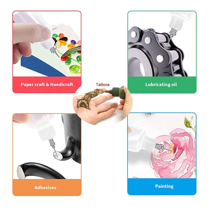Tiebeauty 8Pcs Needle Oiler (1 OZ), Glue Applicator Bottles Needle Tip Squeeze Bottles Precision Gun Oil Bottle with 16 Blunt Tips for Crafts, Hinges, Liquids, Paint  - Image 3