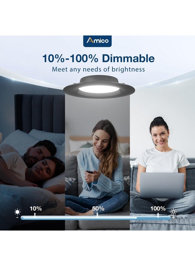 أميكو مجموعة إضاءة LED مدمجة من Amico مقاس 5/6 بوصة 5CCT، 12 قطعة، قابلة للتعتيم، مقاومة للرطوبة، 12.5 واط = 100 واط، مع حواف حاجزة، تركيب حديث، ETL&FCC، لون أسود - Image 2