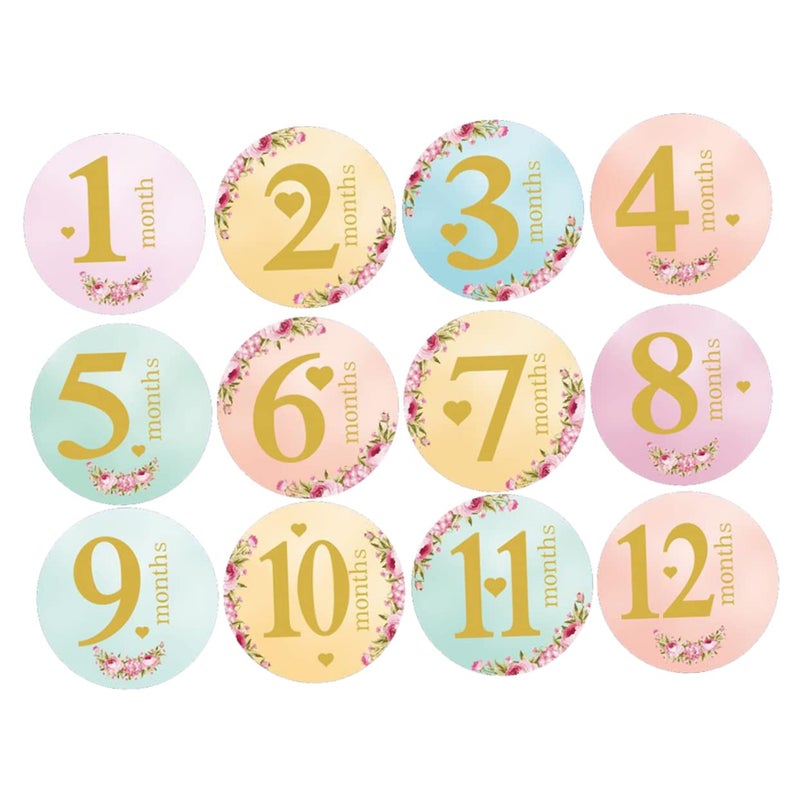 12 Months Baby Milestone Stickers Round Adhesive Set For Newborn Photography - Image 2