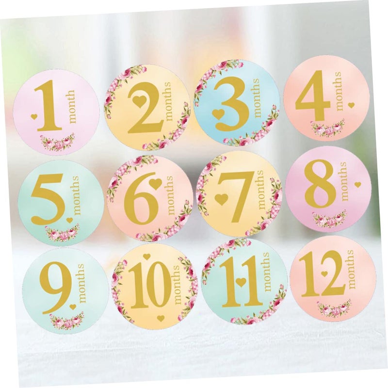 12 Months Baby Milestone Stickers Round Adhesive Set For Newborn Photography - Image 3