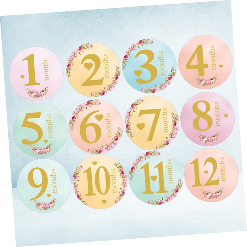12 Months Baby Milestone Stickers Round Adhesive Set For Newborn Photography - Image 5