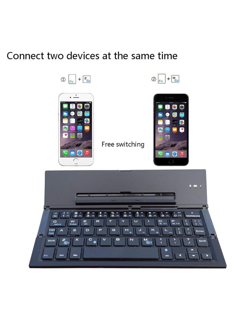 Generic - Foldable Keyboard Folding Bluetooth Keyboard, Portable Keyboard Aluminum Alloy Housing, for iPad, iPhone, Android Devices, and Windows Tablets, Laptops and Smartphones - Image 1