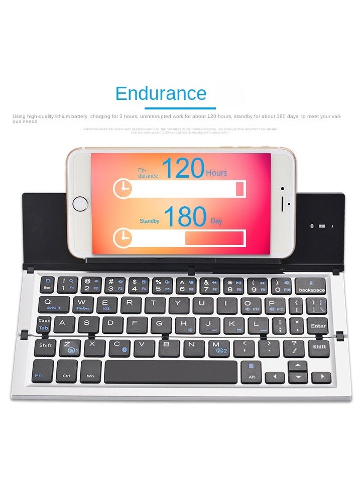 Generic - Foldable Keyboard Folding Bluetooth Keyboard, Portable Keyboard Aluminum Alloy Housing, for iPad, iPhone, Android Devices, and Windows Tablets, Laptops and Smartphones - Image 1