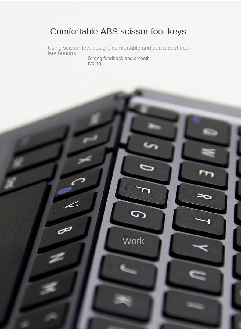 Generic - Foldable Keyboard Folding Bluetooth Keyboard, Portable Keyboard Aluminum Alloy Housing, for iPad, iPhone, Android Devices, and Windows Tablets, Laptops and Smartphones - Image 1