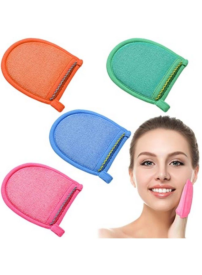 Frienda 4 Pcs Facial Scrub Exfoliator Mitts Deep Exfoliating Gloves Face Scrub And Body Scrub Mitt Face Cleaning Mitten Skin Cleanser Dead Or Dry Skin Remover Exfoliator Face Scrub Tool 4 Colors  - Image 1