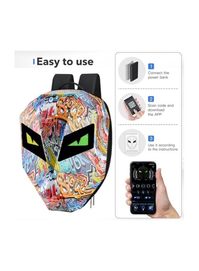 حقيبة ظهر للدراجات النارية قابلة للبرمجة مع شاشة LED لركوب الدراجات النارية حقيبة كمبيوتر محمول صلبة شاشة HD يمكن اختيار الثيم المناسب لك المقاس: 36*18*48 سم - Image 2