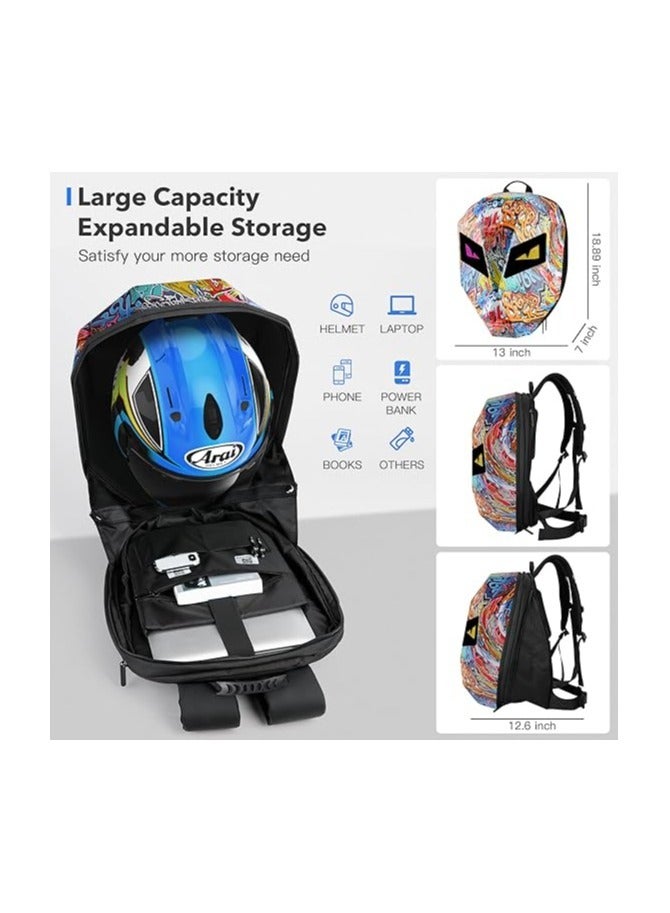 حقيبة ظهر للدراجات النارية قابلة للبرمجة مع شاشة LED لركوب الدراجات النارية حقيبة كمبيوتر محمول صلبة شاشة HD يمكن اختيار الثيم المناسب لك المقاس: 36*18*48 سم - Image 4