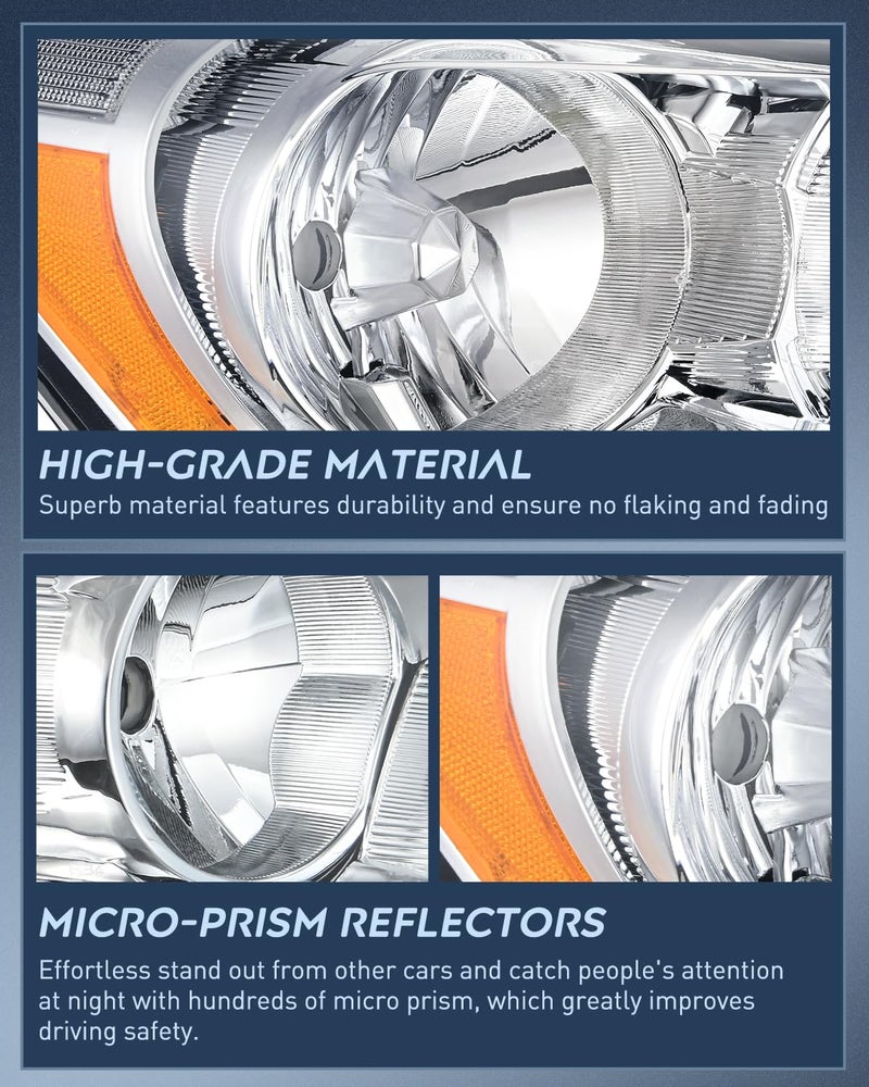 Nilight Headlights Assembly for Honda Accord sedan 2008 2009 2010 2011 2012 Headlamp Chrome Housing Amber Reflector - Image 5