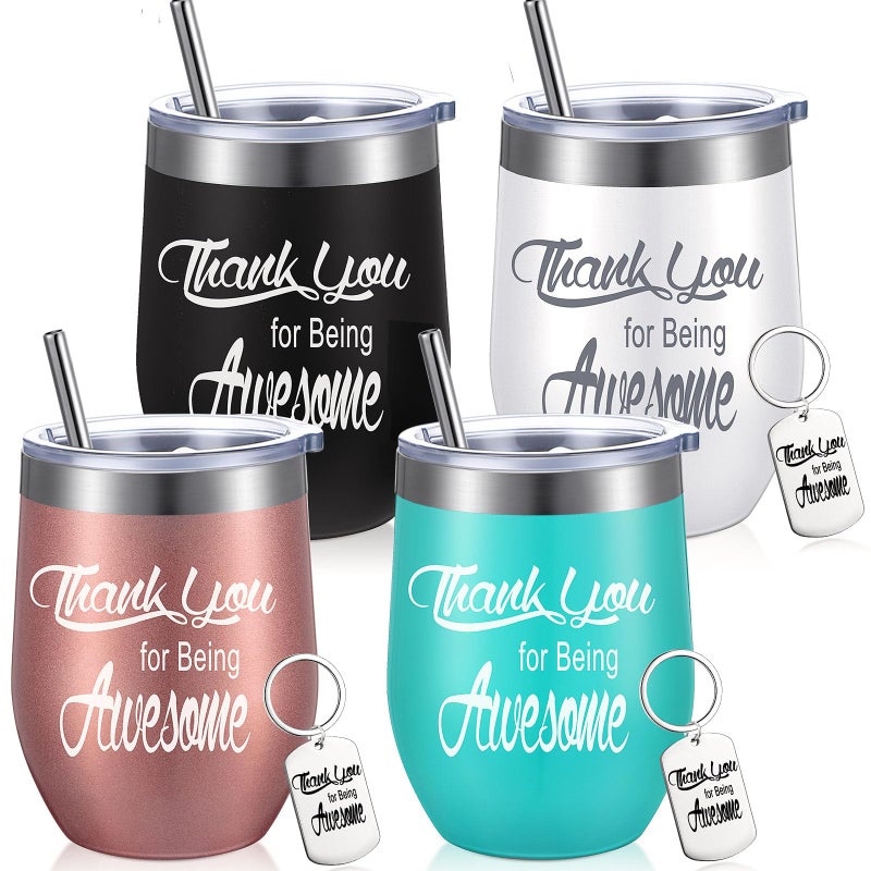 Suclain Employee Appreciation Gifts Thank You for Being Awesome Wine Tumbler for Staff Coworker Graduation Gifts Inspirational Appreciation Keychain TumblerMulticolor4 Sets