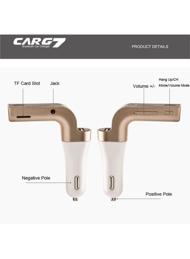 NIBEMINENT Wireless Bluetooth Autos G7 Hand Free USB Charger Gold/Black/White - Image 2