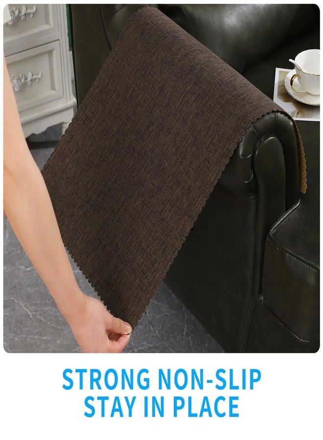 Hittun Sofa Arm Covers,Non Slip Couch Arm Covers Washable Chair Arm Covers Protectors Set of 2 Wavy Border Armrest Covers for Sofa Leather Recliner Arm Covers for Recliner Chair (18" x24", Brown) - Image 4