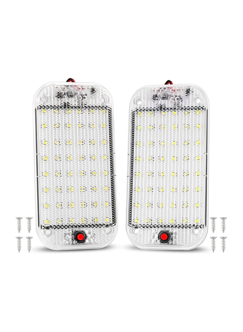 Zikra LED Interior Light, 2PCS 10W 48 LED Universal Bright Interior Light with ON/OFF Switch, for 12V-85V Car Van Truck Lorry Camper Boat Caravan Motorhome Dome Ceiling Light, Ultra-thin Bright Crystal - Image 1