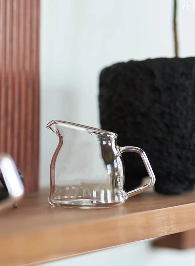 شيبشيب إبريق قهوة وحليب صغير واحد مصنوع من الزجاج الشفاف المقاوم للحرارة بمقبض - Image 2