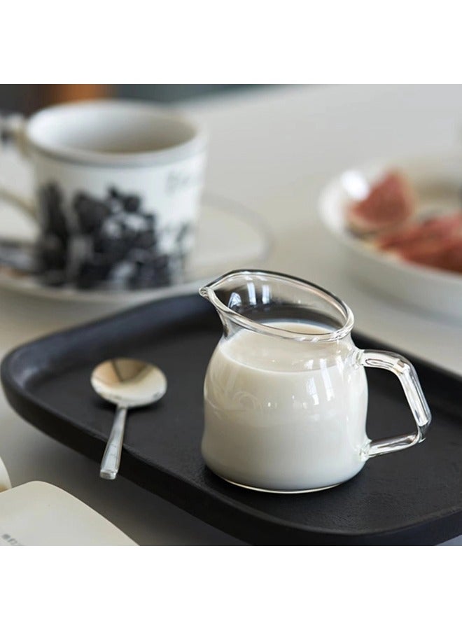 شيبشيب إبريق قهوة وحليب صغير واحد مصنوع من الزجاج الشفاف المقاوم للحرارة بمقبض - Image 3