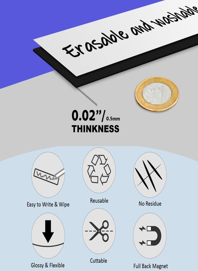 LLPT Magnetic Dry Erase Strips 10 Pack 1" x 12" Blank Writable Magnet Stickers Reusable Great Organizing Labeling Essentials for Fridge Whiteboard Crafts and More Metallic Surfaces White(DMS11210WT) - Image 2