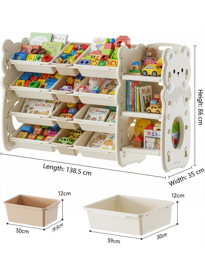 Beauenty Children's Toy Storage Organizer, Large Kids Toy Chests, Removable Kids Storage Bins Toy Boxes, Children's Toy Storage Rack, Toy Box Organizer for Kids' Playroom (White) - Image 2