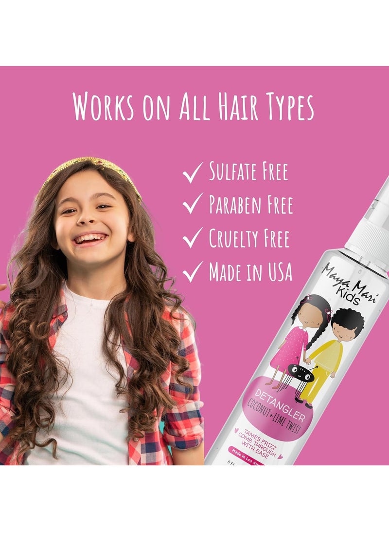 MAYA MARI Kids Detangler Spray with Argan, Coconut and Lime Oils - Gentle Hair Detangler for Kids, Toddlers and Babies, 8 oz - No More Tangles, Ideal for Curly Hair  - Image 2