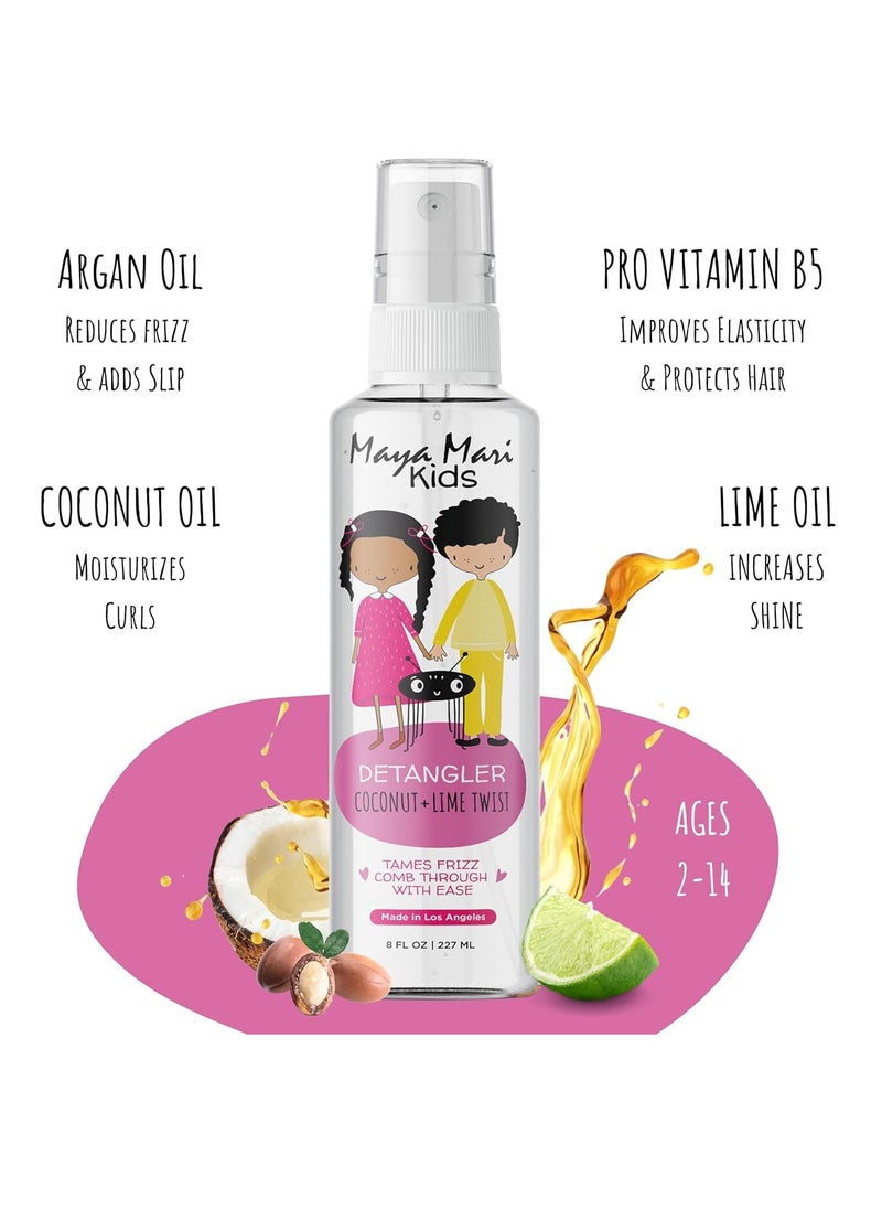 MAYA MARI Kids Detangler Spray with Argan, Coconut and Lime Oils - Gentle Hair Detangler for Kids, Toddlers and Babies, 8 oz - No More Tangles, Ideal for Curly Hair  - Image 4