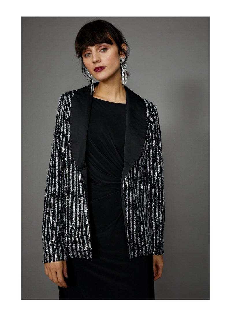 principles - Sequin Stripe Blazer - Image 1