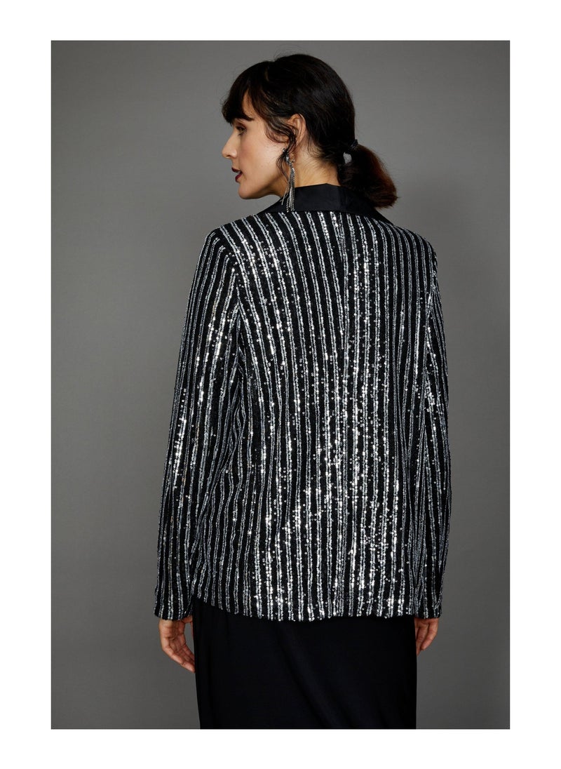 principles - Sequin Stripe Blazer - Image 1