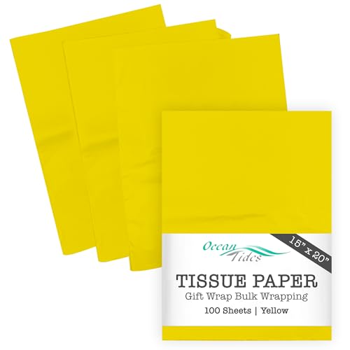 Ocean Tides Premium Wrapping Paper – 100 Sheets (14 x 20 Inches) Colored Tissue Paper for Gift Bags, Birthday Party, Flower Decorations, Mother's Day, Wedding, Crafting & Custom Art Projects - Yellow - Image 1