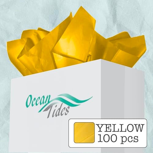 Ocean Tides Premium Wrapping Paper – 100 Sheets (14 x 20 Inches) Colored Tissue Paper for Gift Bags, Birthday Party, Flower Decorations, Mother's Day, Wedding, Crafting & Custom Art Projects - Yellow - Image 2