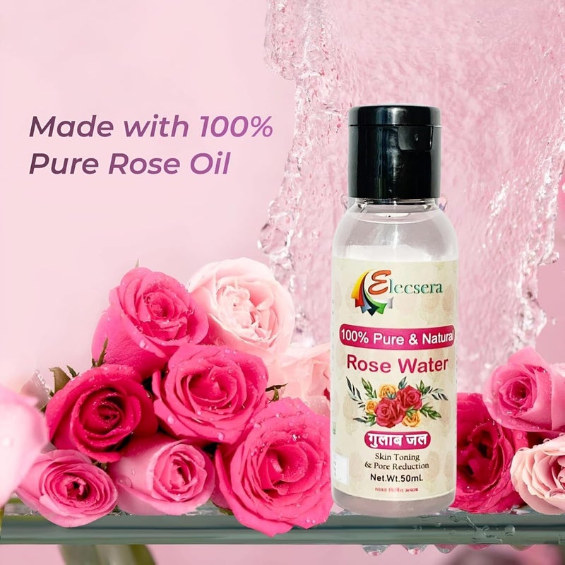 Elecsera Rose Water Face wash for Face Hydration Oil Control  Cleanses Pores For Men And Women Face Wash 50 ml - Image 2