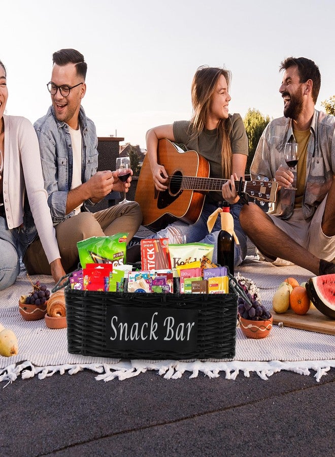 Xbopetda Snack Organizer for Countertop, 4 Compartment Wicker Snack Organizer with Handles, Snack Basket Snack Holder Snack Bin for Kitchen Pantry Organizers and Storage, Snack Bar Station (Black) - Image 4