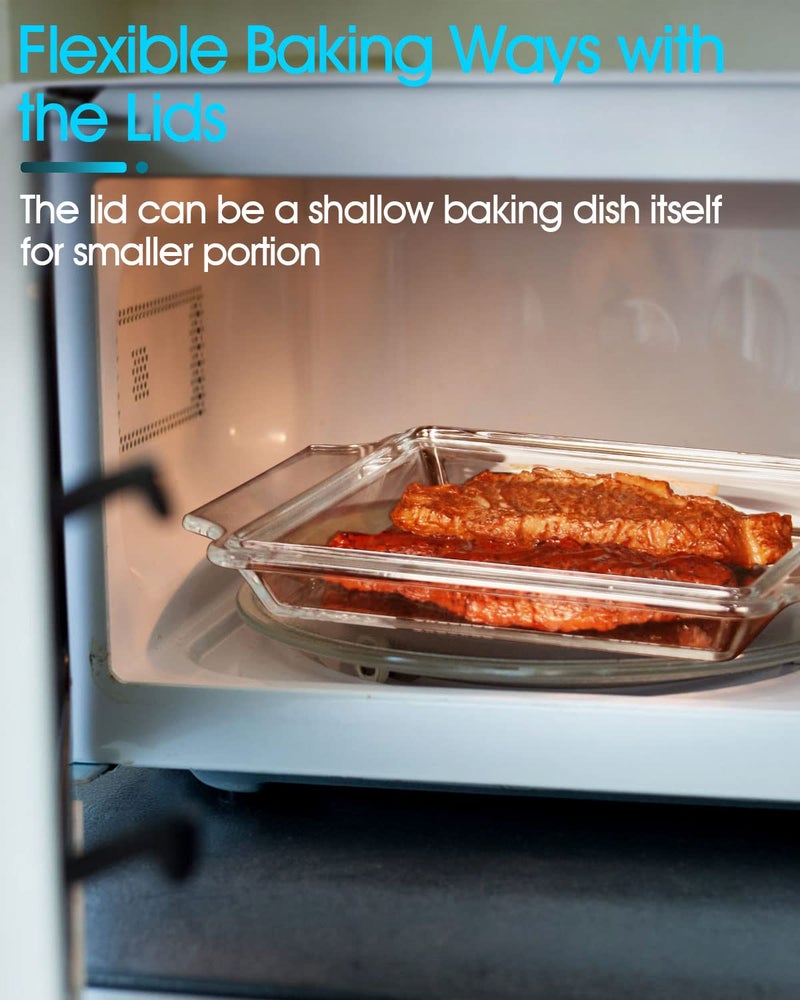 NUTRIUPS Rectangular Glass Casserole Dish With Lid Glass Bakeware Microwave Casserole Dish Lidded Oven Cookware (1.5L) - Image 5