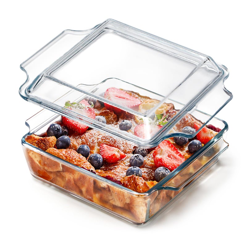 NUTRIUPS Rectangular Glass Casserole Dish With Lid Glass Bakeware Microwave Casserole Dish Lidded Oven Cookware (1.5L) - Image 1