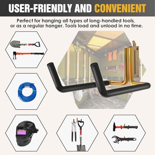 Eegoowa E Track Hooks,E Track Accessories,for Store Long Handled Tools | for Trailers,Trucks,Vans,Warehouses, Garages,Garden Tools Organizers Storage (2PCS E Track Double J Hook) - Image 2