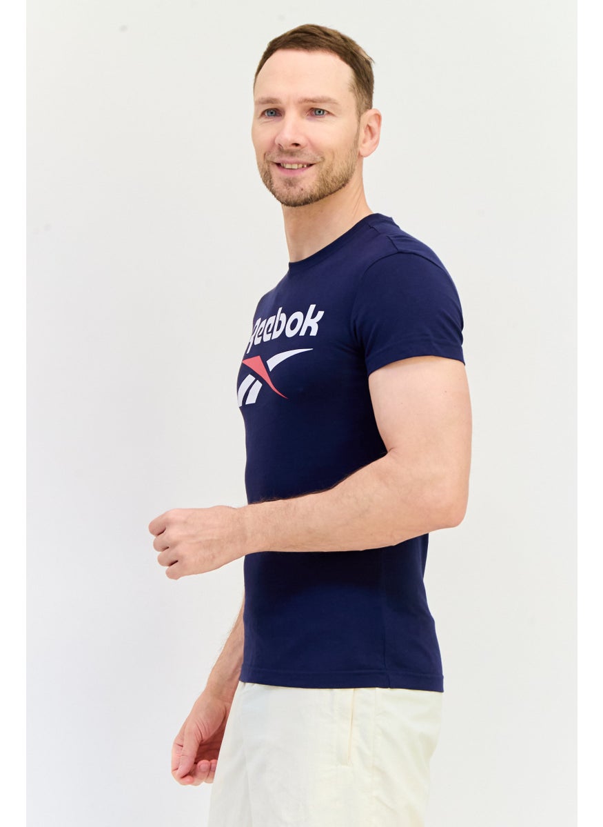Reebok Men Sportswear Fit Short Sleeve Training T-Shirt, Navy  - Image 2