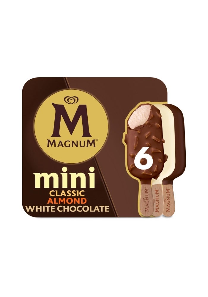 Mini Classic Almond White Chocolate Ice Cream Sticks - 6 Pack