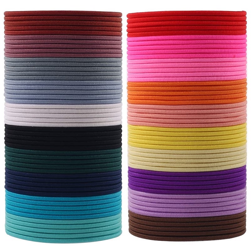 Belicia 100PCS Girls Elastic Hair Ties 2MM Colorful NoMetal Womens Hair Ties for Fine to Medium Hair Curly Hair 2 Inch in Diameter Kids Ponytail Holders Hair Ties 20 Colors 2mm Colorful - Image 3