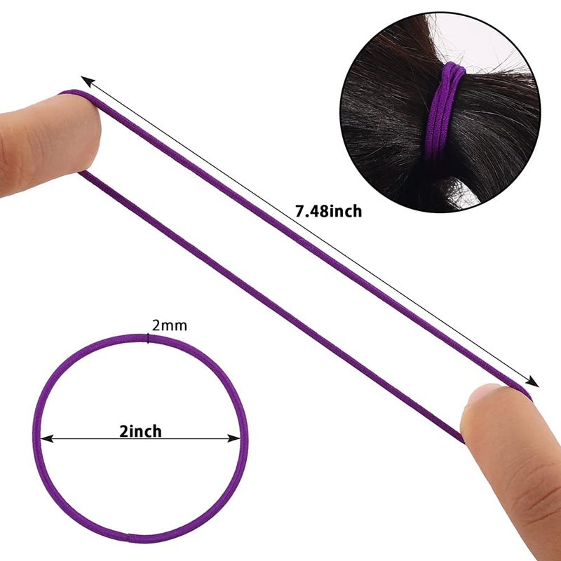 Belicia 100PCS Girls Elastic Hair Ties 2MM Colorful NoMetal Womens Hair Ties for Fine to Medium Hair Curly Hair 2 Inch in Diameter Kids Ponytail Holders Hair Ties 20 Colors 2mm Colorful - Image 2