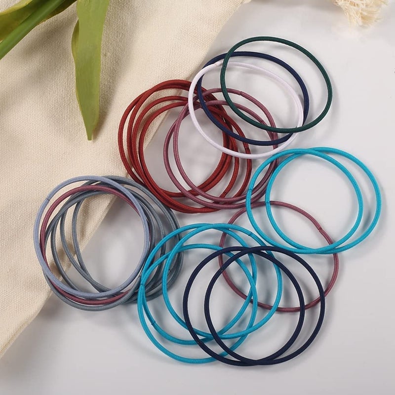 Belicia 100PCS Girls Elastic Hair Ties 2MM Colorful NoMetal Womens Hair Ties for Fine to Medium Hair Curly Hair 2 Inch in Diameter Kids Ponytail Holders Hair Ties 20 Colors 2mm Colorful - Image 4