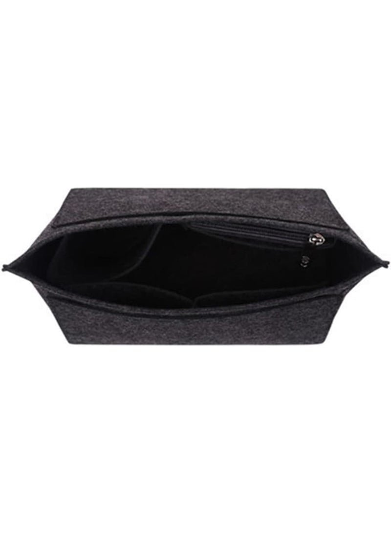 SOLARAE Multi-Pocket Felt Handbag Organizer, Folding Tote Bag organizer insert, Felt Organizer Insert Handbags & Base Shaper, for Insert Wallet Organizer for Longchamp (Small, Dark Gray) - Image 2