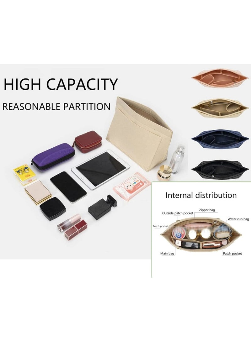 SOLARAE Multi-Pocket Felt Handbag Organizer, Folding Tote Bag organizer insert, Felt Organizer Insert Handbags & Base Shaper, for Insert Wallet Organizer for Longchamp (Small, Dark Gray) - Image 4