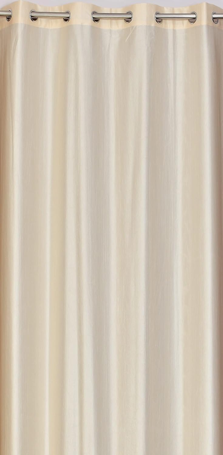 YUKANY Sheer Leaf Transparent 2 Cream Plain 2 Cream Leaf Net Curtains 7 Feet Pack of 4 - Image 4