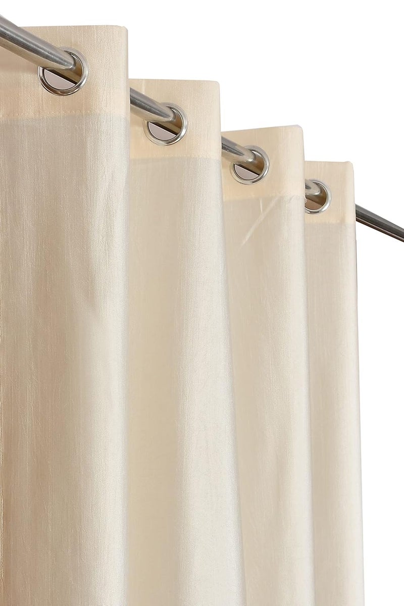 YUKANY Sheer Leaf Transparent 2 Cream Plain 2 Cream Leaf Net Curtains 7 Feet Pack of 4 - Image 3