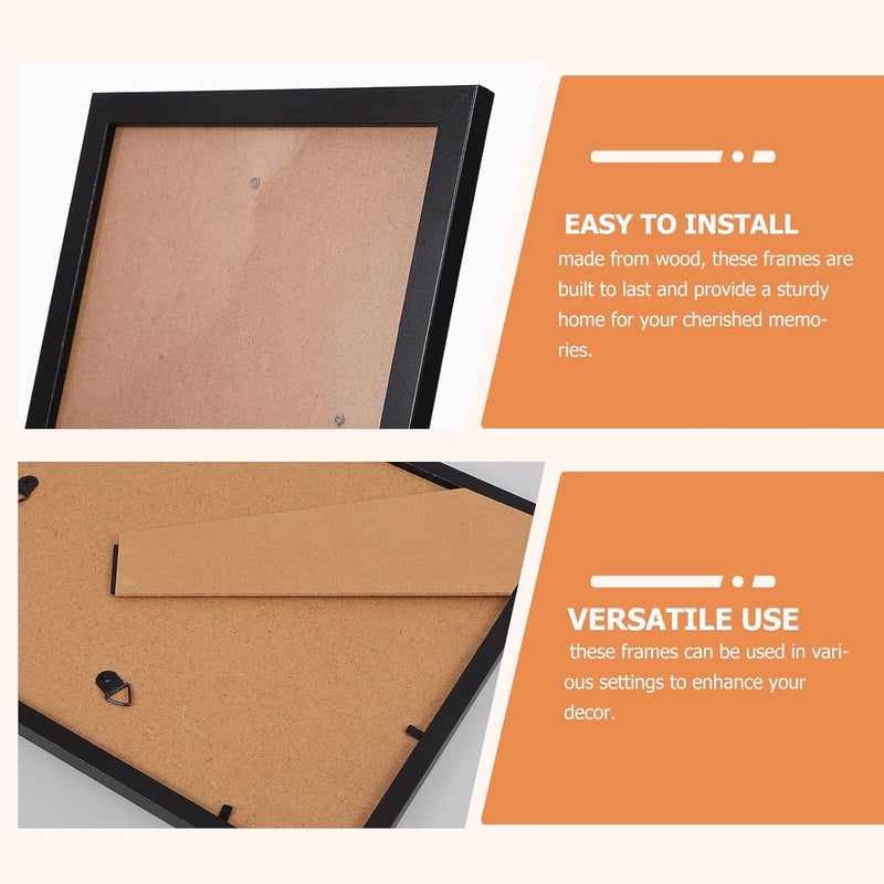 Wooden Picture Frames Wall Hanging Set 10pcs with Multi Size 4x6, 5x7, 8x10 Black DIY Photo Frame Holders for Home Decor and Artwork Display - Image 3