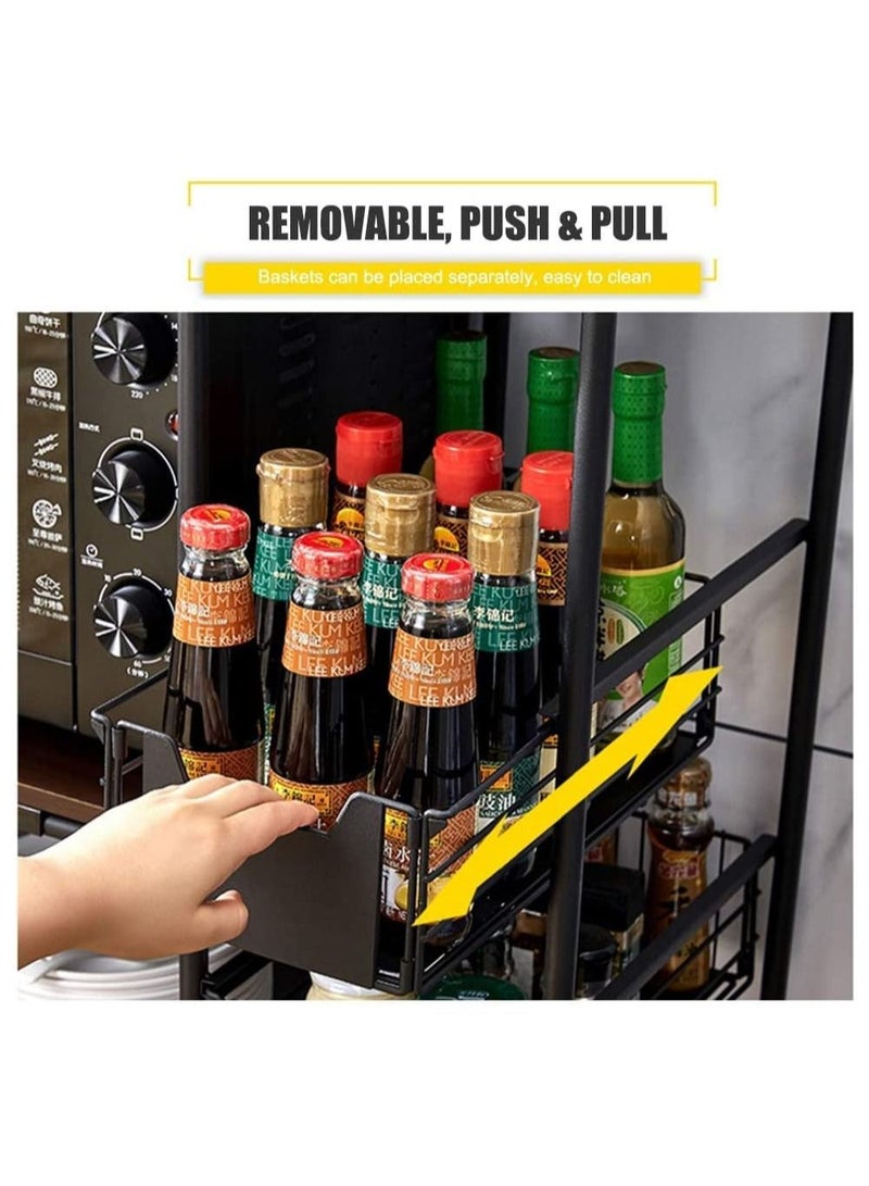 ياميم حامل تخزين من 3 طبقات مع سلال شبكية منزلق وعجلة - Image 2