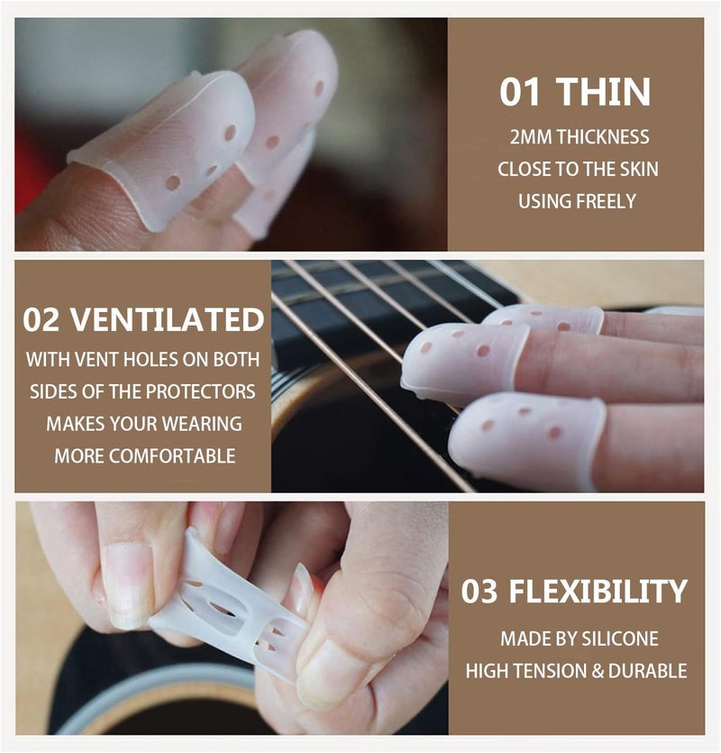 SUNLP Thumb Finger Picks, Guitar Finger Fingertip Protectors, Guitar Picks, Pick Holder, Gift Set Kit useful for Acoustic Guitar Ukulele Kalimba Starter & Other String Instruments - Image 3